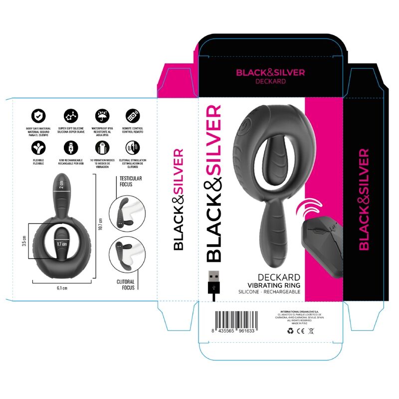 BLACK & SILVER - DECKARD ANILLO VIBRADOR RECARGABLE CON CONTROL REMOTO NEGRO 6 BLACK & SILVER - DECKARD ANILLO VIBRADOR RECARGABLE CON CONTROL REMOTO NEGRO - Imagen 6