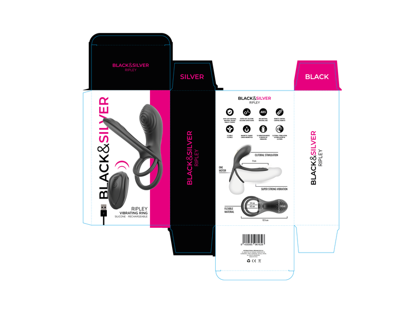BLACK & SILVER - RIPLEY ANILLO VIBRADOR RECARGABLE CON CONTROL REMOTO NEGRO 5 BLACK & SILVER - RIPLEY ANILLO VIBRADOR RECARGABLE CON CONTROL REMOTO NEGRO - Imagen 5