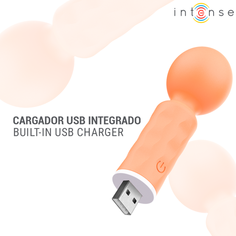 INTENSE - JARED MINI WAND MASSAGER RECARGABLE USB NARANJA 3 INTENSE - JARED MINI WAND MASSAGER RECARGABLE USB NARANJA - Imagen 3