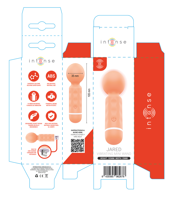 INTENSE - JARED MINI WAND MASSAGER RECARGABLE USB NARANJA 6 INTENSE - JARED MINI WAND MASSAGER RECARGABLE USB NARANJA - Imagen 6