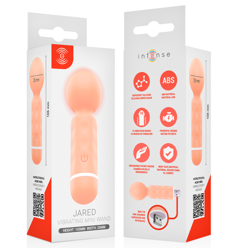INTENSE - JARED MINI WAND MASSAGER RECARGABLE USB NARANJA 7 INTENSE - JARED MINI WAND MASSAGER RECARGABLE USB NARANJA - Imagen 7