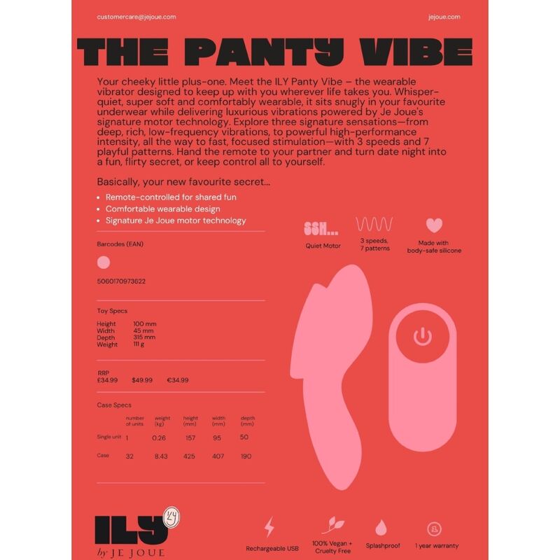 JE JOUE - ILY PANTY VIBE VIBRADOR ÍNTIMO CON CONTROL REMOTO 8 JE JOUE - ILY PANTY VIBE VIBRADOR ÍNTIMO CON CONTROL REMOTO - Imagen 8