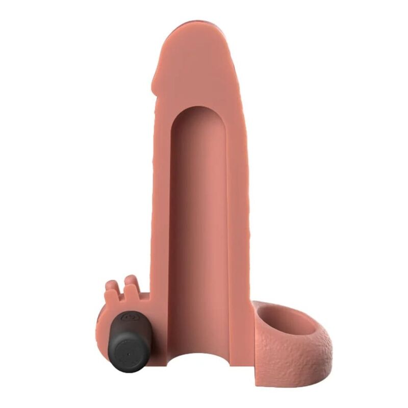 FANTASY X-TENSIONS - FUNDA EXTENSORA VIBRATORIA REAL FEEL 5 CM COLOR BEIGE 2 FANTASY X-TENSIONS - FUNDA EXTENSORA VIBRATORIA REAL FEEL 5 CM COLOR BEIGE - Imagen 2