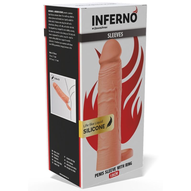 HIDDEN DESIRE - INFERNO FUNDA EXTENSORA DE SILICONA LÍQUIDA CON ANILLO 18 CM Ø 4,5 CM COLOR PIEL 7 HIDDEN DESIRE - INFERNO FUNDA EXTENSORA DE SILICONA LÍQUIDA CON ANILLO 18 CM Ø 4,5 CM COLOR PIEL - Imagen 7