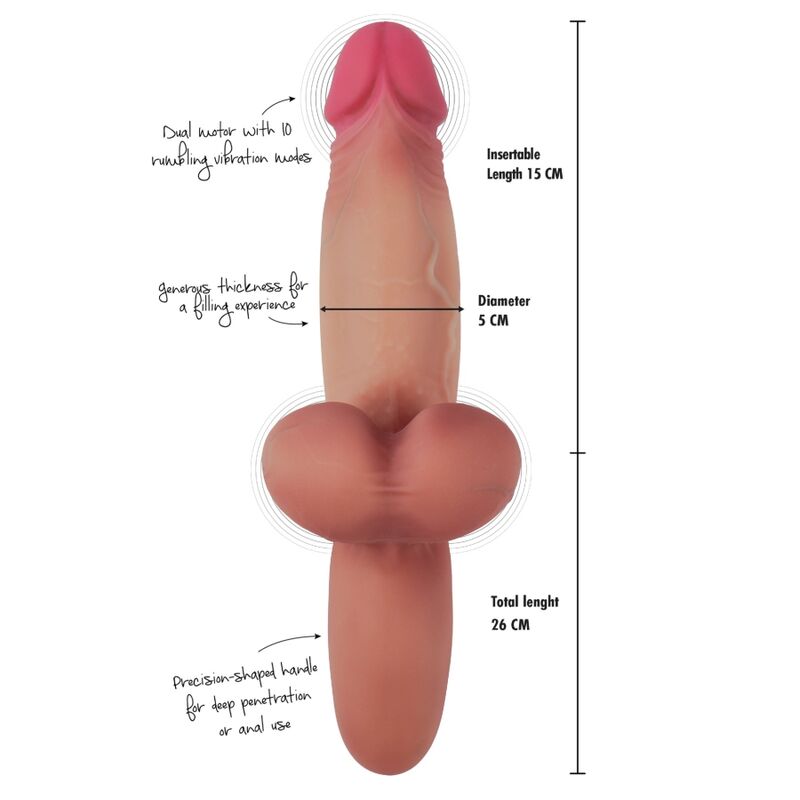 HIDDEN DESIRE - HEAVY HITTER DILDO REALISTA VIBRADOR DE SILICONA LÍQUIDA CON 2 MOTORES 26 CMØ 5 CM COLOR PIEL 5 HIDDEN DESIRE - HEAVY HITTER DILDO REALISTA VIBRADOR DE SILICONA LÍQUIDA CON 2 MOTORES 26 CMØ 5 CM COLOR PIEL - Imagen 5
