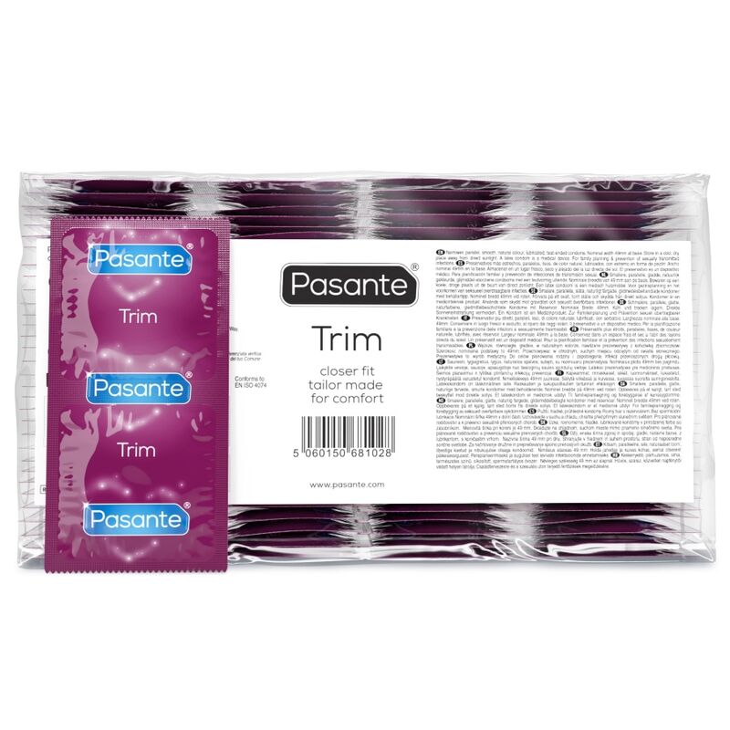 PASANTE - PRESERVATIVO TRIM AJUSTADO BOLSA 144 UNIDADES