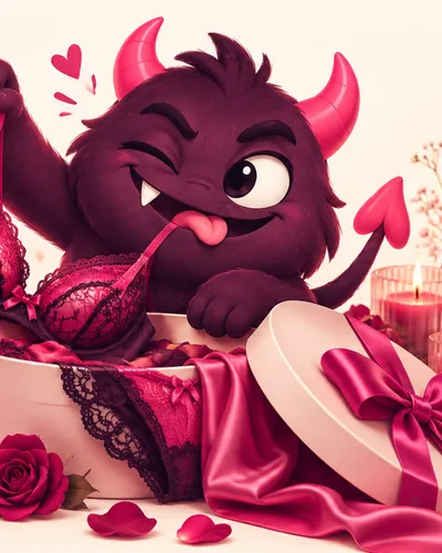 Ilustración de la mascota de MrWonderSex con lencería de encaje