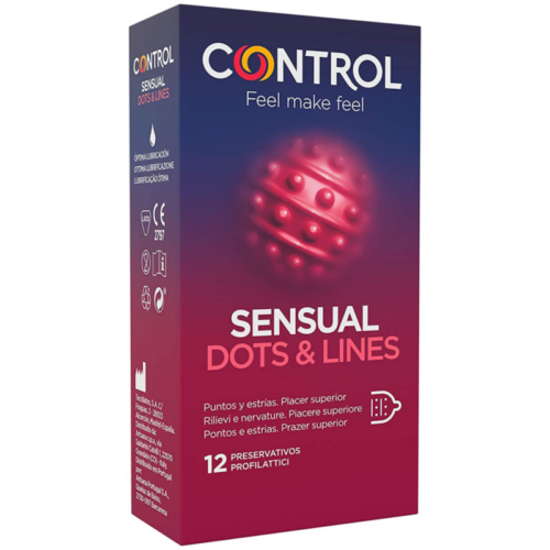 CONTROL - SENSUAL DOTS LINES PUNTOS Y ESTRIAS 12 UDS · CONTROL · Cajas de 4 a 24