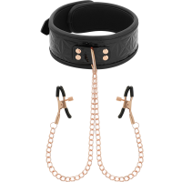 BEGME - BLACK EDITION COLLAR CON CADENAS Y PINZAS PEZONES CON FORRO DE NEOPRENO · BEGME FETISH GAMES · Collares