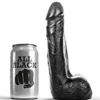 ALL BLACK - DILDO REALÍSTICO NEGRO SUAVE 20 CM · ALL BLACK · Penes realísticos