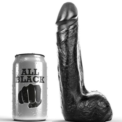 ALL BLACK - DILDO REALÍSTICO NEGRO SUAVE 20 CM · ALL BLACK · Penes realísticos