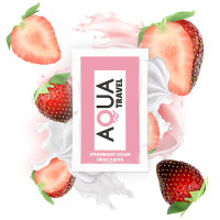 AQUA TRAVEL - LUBRICANTE BASE AGUA SABOR FRESA Y NATA 6 ML · AQUA · Con deliciosos Sabores