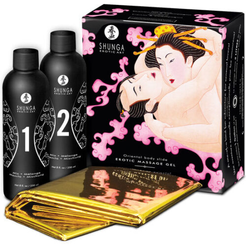 SHUNGA - GEL DE MASAJE EROTICO CUERPO A CUERPO ORIENTAL FRESAS Y CAVA · SHUNGA · KITS DE MASAJE