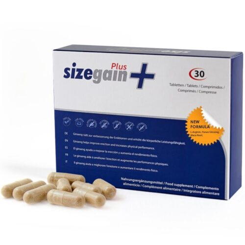 SizeGain Plus Complemento alimenticio para aumentar el tamaño del pene y mejorar la potencia sexual · 500COSMETICS · Cápsula