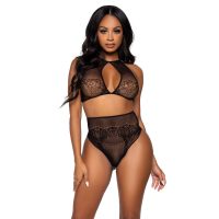 LEG AVENUE – SET DOS PIEZAS TOP CORTO CUELLO HALTER Y TANGA TALLA ÚNICA