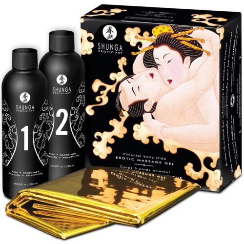 SHUNGA - GEL DE MASAJE EROTICO CUERPO A CUERPO ORIENTAL MELON MANGO · SHUNGA · KITS DE MASAJE