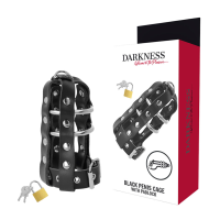 DARKNESS - JAULA CASTIDAD CUERO CON CANDADO · DARKNESS · Jaulas Pene BDSM