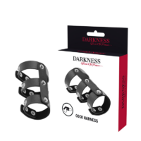 DARKNESS – ANILLO DOBLE PENE Y TESTÍCULOS AJUSTABLE LEATHER
