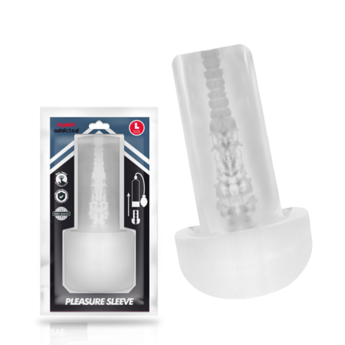PUMP ADDICTED - PLEASURE SLEEVE MASTUBADOR TALLA L · PUMP ADDICTED · Bomba Alargadora Pene
