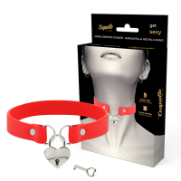 COQUETTE CHIC DESIRE - COLLAR CUERO VEGANO ROJO ACCESORIO CORAZÓN CON LLAVE · COQUETTE CHIC DESIRE · Collares