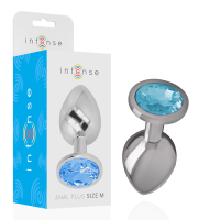 INTENSE - PLUG ANAL METAL ALUMINIO CON CRISTAL AZUL TALLA M · INTENSE · Anal