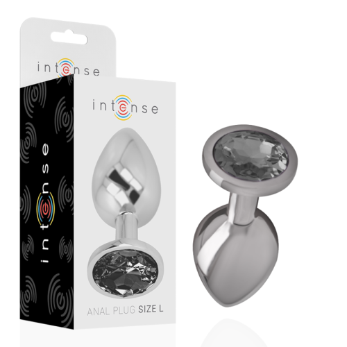 INTENSE - PLUG ANAL METAL ALUMINIO CON CRISTAL NEGRO TALLA L · INTENSE · Anal