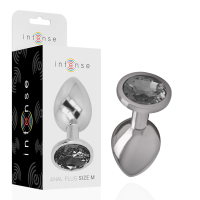 INTENSE - PLUG ANAL METAL ALUMINIO CON CRISTAL NEGRO TALLA M · INTENSE · Anal