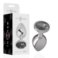INTENSE - PLUG ANAL METAL ALUMINIO CON CRISTAL NEGRO TALLA S · INTENSE · Anal
