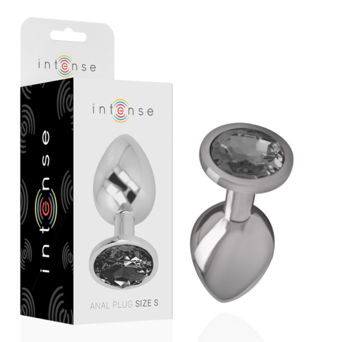INTENSE - PLUG ANAL METAL ALUMINIO CON CRISTAL NEGRO TALLA S · INTENSE · Anal