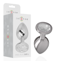 INTENSE - PLUG ANAL METAL ALUMINIO CON CRISTAL PLATA TALLA L · INTENSE · Anal