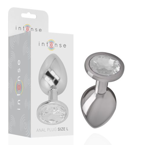 INTENSE - PLUG ANAL METAL ALUMINIO CON CRISTAL PLATA TALLA L · INTENSE · Anal