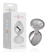 INTENSE - PLUG ANAL METAL ALUMINIO CON CRISTAL PLATA TALLA S · INTENSE · Anal