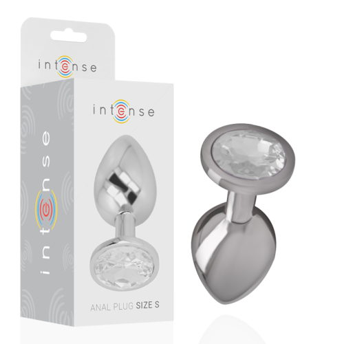 INTENSE - PLUG ANAL METAL ALUMINIO CON CRISTAL PLATA TALLA S · INTENSE · Anal