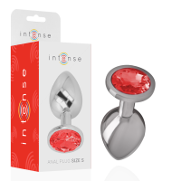 INTENSE - PLUG ANAL METAL ALUMINIO CON CRISTAL ROJO TALLA S · INTENSE · Anal