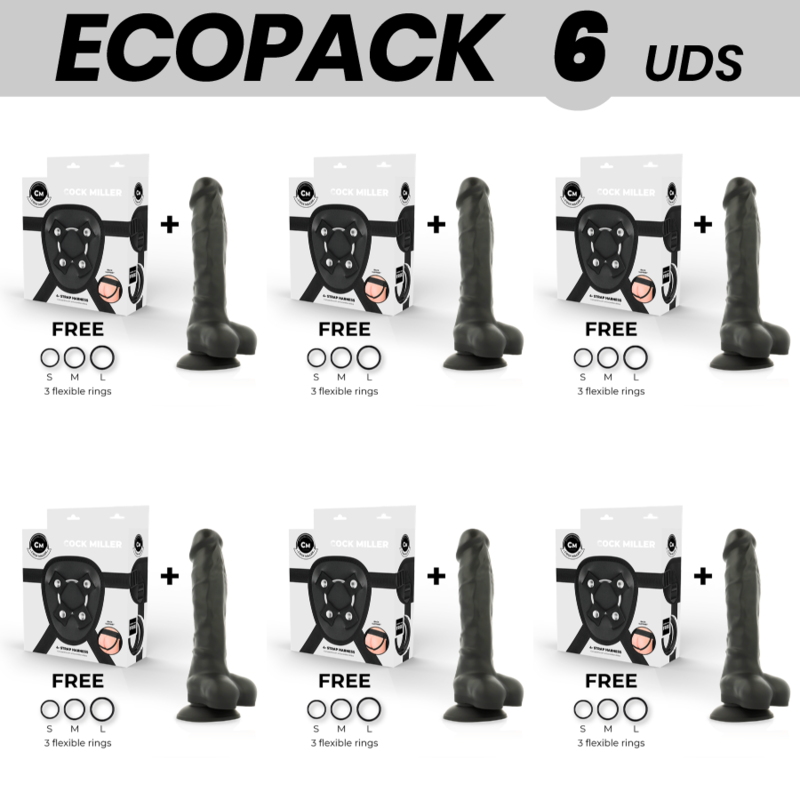ECOPACK 6 UDS - COCK MILLER ARNES + SILICONA DENSITY COCKSIL ARTICULABLE NEGRO 18 CM 12 ECOPACK 6 UDS - COCK MILLER ARNES + SILICONA DENSITY COCKSIL ARTICULABLE NEGRO 18 CM · COCK MILLER · Penes realísticos