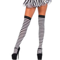 LEG AVENUE – CALCETINES ALTOS DE RAYAS NEGRO/BLANCO
