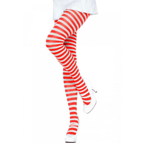 LEG AVENUE – MEDIAS DE RAYAS BLANCO/ROJO