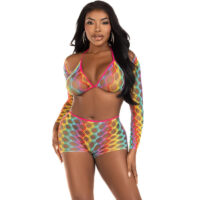 LEG AVENUE - SET TRES PIEZAS MULTICOLOR · LEG AVENUE · Conjunto de lencería sexy