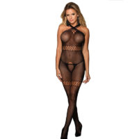 SUBBLIME - 951948 BODYSTOCKING DE REJILLA CON TIRANTES DE CUELLO CRUZADOS NEGRO TALLA ÚNICA · SUBBLIME · Bodystocking