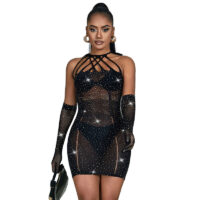 SUBBLIME - 952235 VESTIDO DE REJILLA CON BRILLANTES NEGRO TALLA ÚNICA · SUBBLIME · Vestidos Sexys