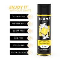 BRUMA - ACEITE DE MASAJE PREMIUM EFECTO CALOR SABOR PIÑA COLADA 3 EN 1 - 100 ML · BRUMA · MASAJE EFECTO CALOR