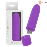 INTENSE - SYMONE BALA VIBRADORA RECARGABLE POR USB 8 VIBRACIONES MORADO 10 X 2.2 CM · INTENSE · Balas vibradoras