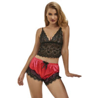 SUBBLIME – 953966 PIJAMA SEXY SATEN Y ENCAJE NEGRO/ROJO L/XL