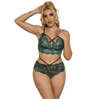 SUBBLIME – 954086 SUJETADOR + PANTIES ENCAJE VERDE S/M
