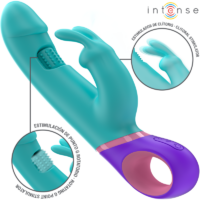 INTENSE - MÓNICA VIBRADOR RABBIT CON ESTIMULADOR ROTATORIO DEL PUNTO G AZUL · INTENSE · Vibradores Punto G