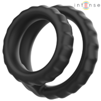 INTENSE - DEWEY ANILLO DOBLE PARA PENE SILICONA NEGRO MODELO 2 · INTENSE · Anillos sin vibración