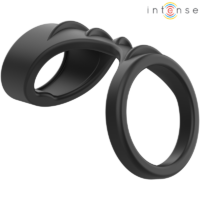 INTENSE - THEO ANILLO DOBLE PARA PENE SILICONA NEGRO MODELO 3 · INTENSE · Anillos sin vibración