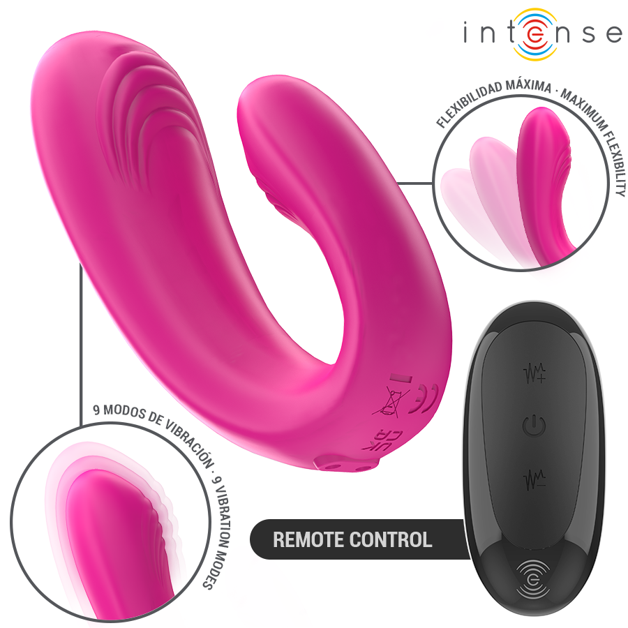 INTENSE - JANET ESTIMULADOR Y VIBRADOR DUAL EN FORMA DE U CON CONTROL REMOTO ROSA 3 INTENSE - JANET ESTIMULADOR Y VIBRADOR DUAL EN FORMA DE U CON CONTROL REMOTO ROSA - Imagen 3