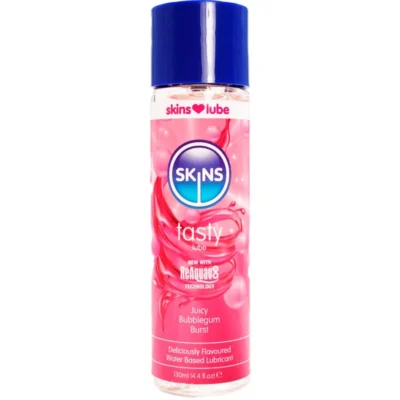 SKINS - TASTY LUBRICANTE BASE DE AGUA CHICLE 130 ML · SKINS · Con deliciosos Sabores