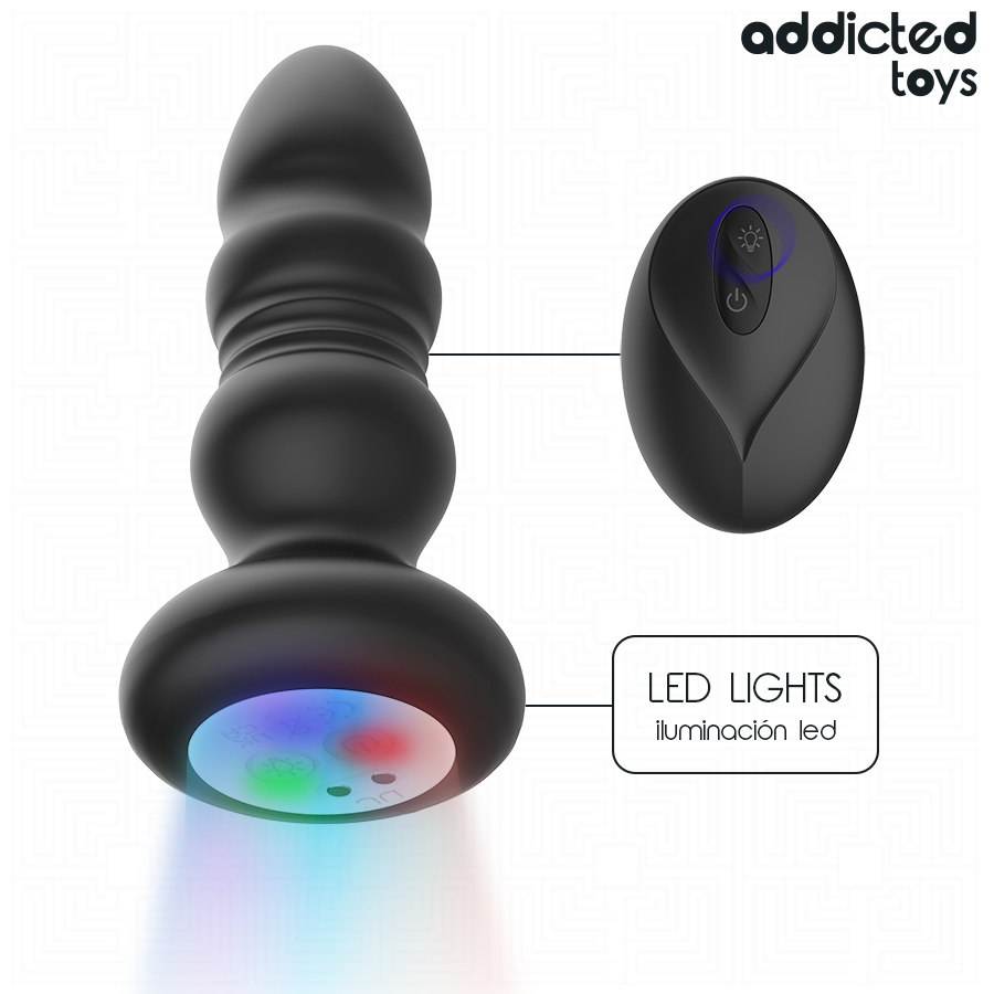 ADDICTED TOYS - PLUG ANAL VIBRADOR THRUSTING Y LUZ LED CONTROL REMOTO 2 ADDICTED TOYS - PLUG ANAL VIBRADOR THRUSTING Y LUZ LED CONTROL REMOTO - Imagen 2